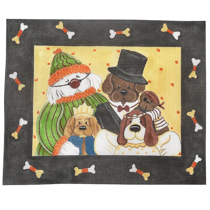Halloween Dogs with Candy Cane Border Painted Canvas CBK Needlepoint Collections - 1