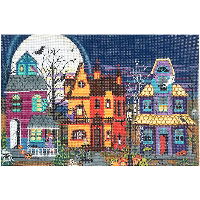 Halloween Houses AP Painted Canvas Alice Peterson Company