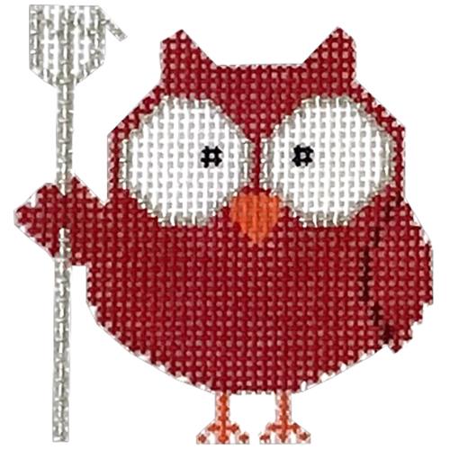 Halloween Lil' Devil Owly with Stitch Guide Painted Canvas The Princess & Me - 1
