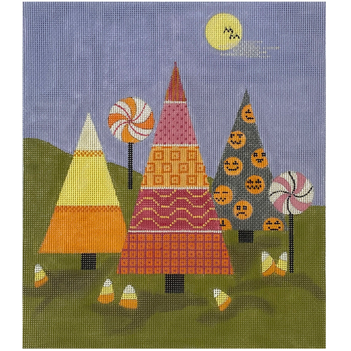 HalloweenVille Forest Painted Canvas Eye Candy Needleart - 1