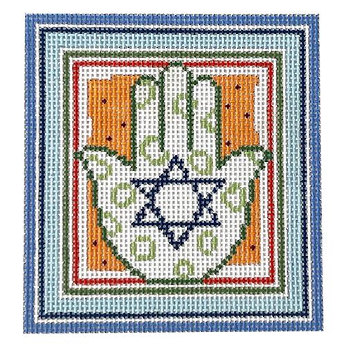 Hamsa with Star of David Painted Canvas Pippin - 1