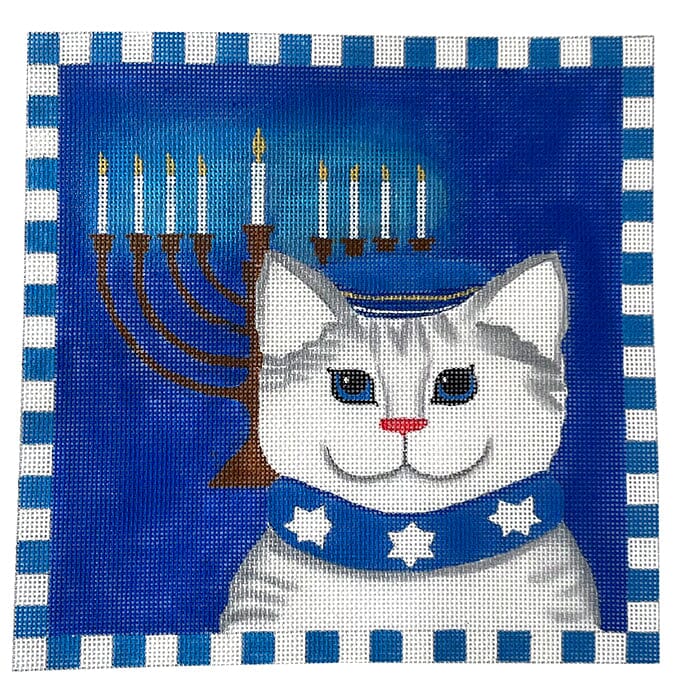 Hanukkah Cat Painted Canvas CBK Needlepoint Collections