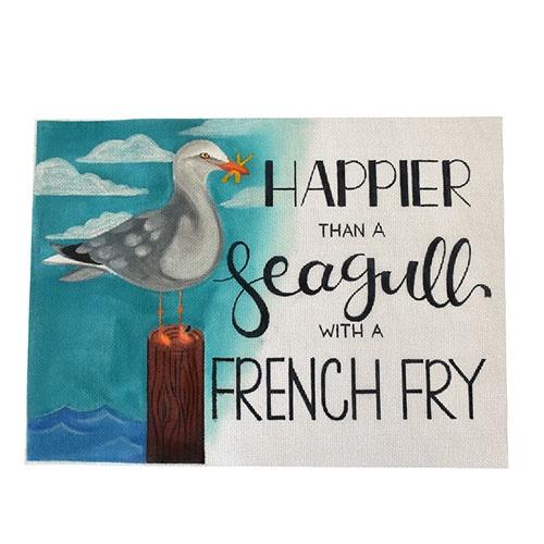 Happier than a Seagull Painted Canvas Oasis Needlepoint