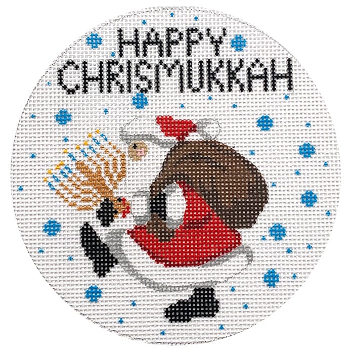 Happy Chrismakkuh Ornament Painted Canvas Laura Love Designs - 1