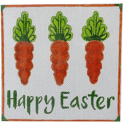 Happy Easter Sign with 3 Carrots Painted Canvas A Poore Girl Paints - 1