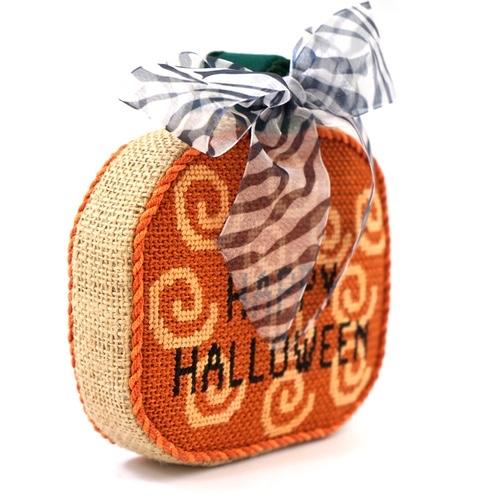Happy Halloween Pumpkin Painted Canvas Stitch-Its