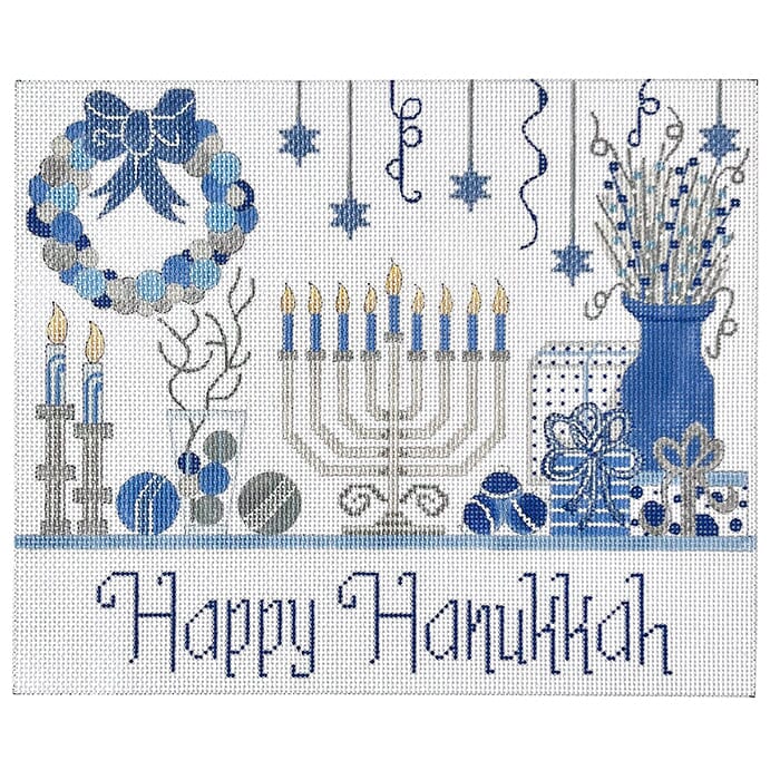 Happy Hanukkah Tray Painted Canvas Alice Peterson Company