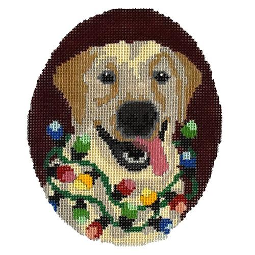 Happy Holidays Dog Ornament Painted Canvas CBK Needlepoint Collections