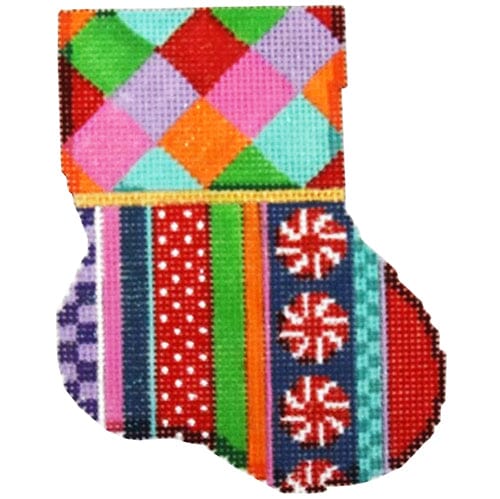 Harlequin / Jolly Stripe Mini Sock Painted Canvas Associated Talents