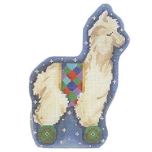 Harlequin Llama on Wheels Painted Canvas Associated Talents