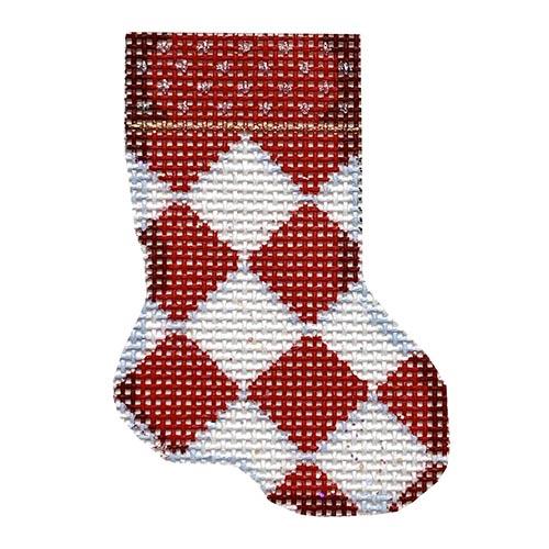Harlequin Micro Mini Stocking Red Painted Canvas Associated Talents - 1