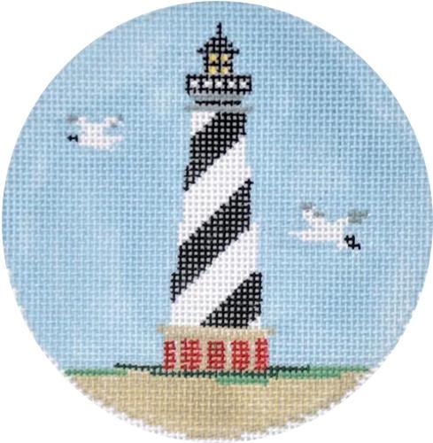 Hatteras Lighthouse Round Painted Canvas Kathy Schenkel Designs - 1