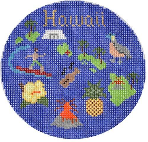 Hawaii Ornament Painted Canvas Silver Needle - 1