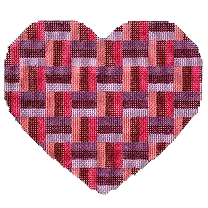 Heart Stash Bag Fuschia Painted Canvas CBK Needlepoint Collections - 1