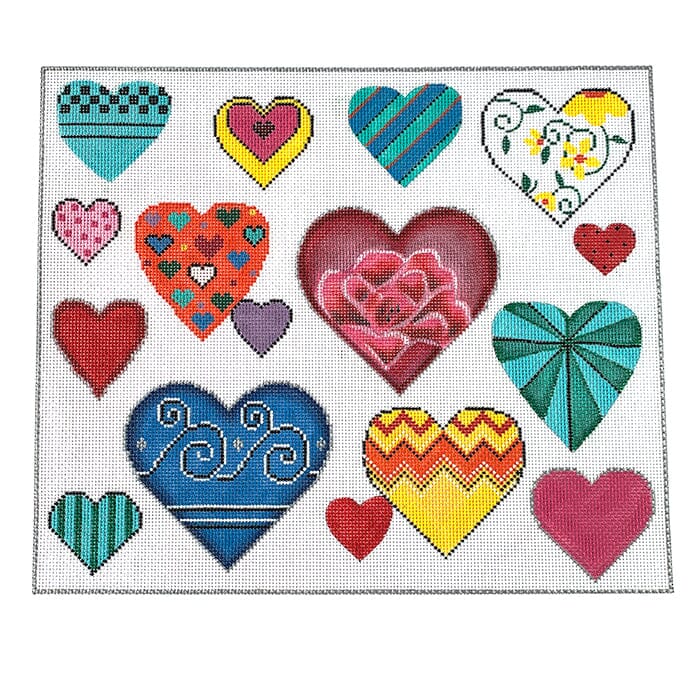 Hearts Hearts More Hearts Painted Canvas Alice Peterson Company - 1