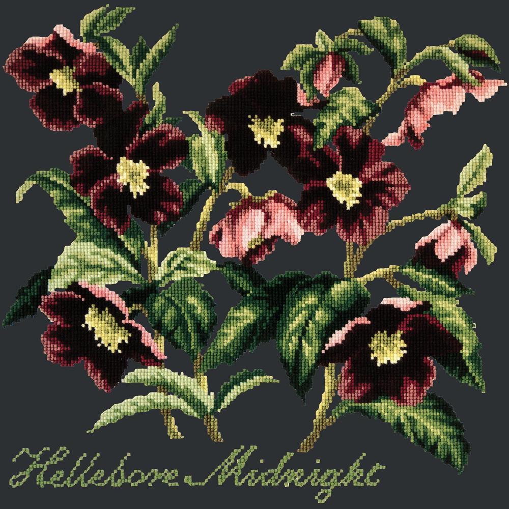 Hellebore Midnight Needlepoint Kit Kits Elizabeth Bradley Design Black