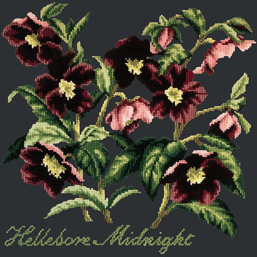 Hellebore Midnight Needlepoint Kit Kits Elizabeth Bradley Design Black 