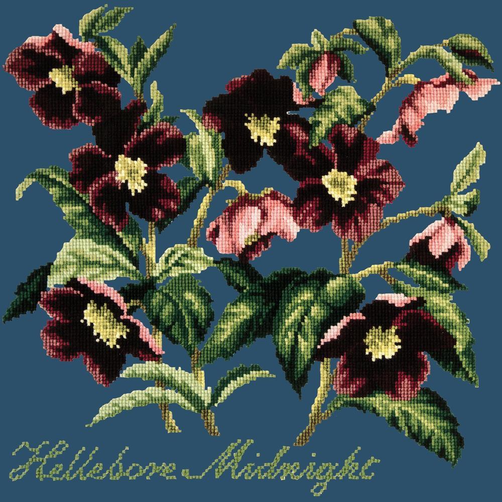Hellebore Midnight Needlepoint Kit Kits Elizabeth Bradley Design Dark Blue 