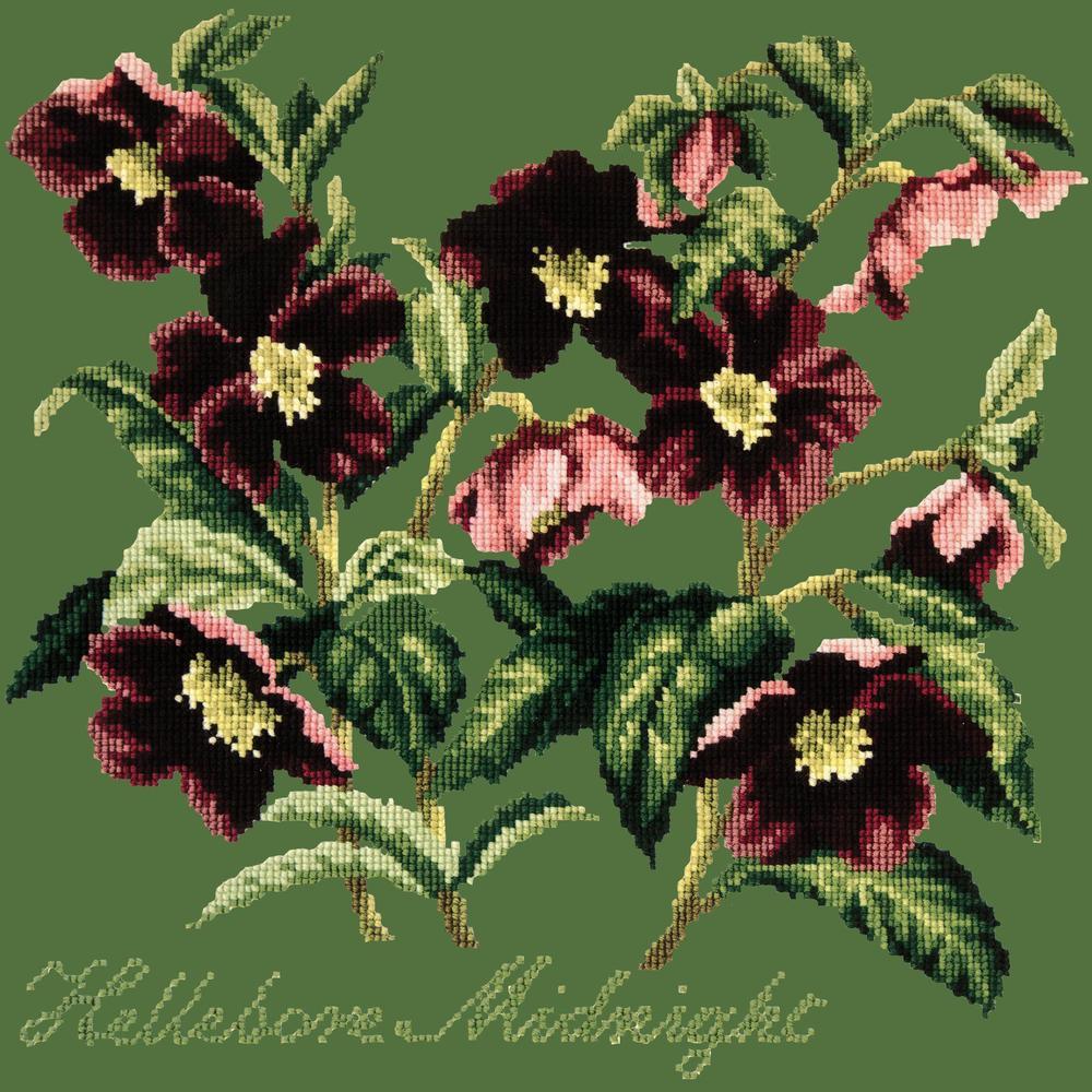 Hellebore Midnight Needlepoint Kit Kits Elizabeth Bradley Design Dark Green 