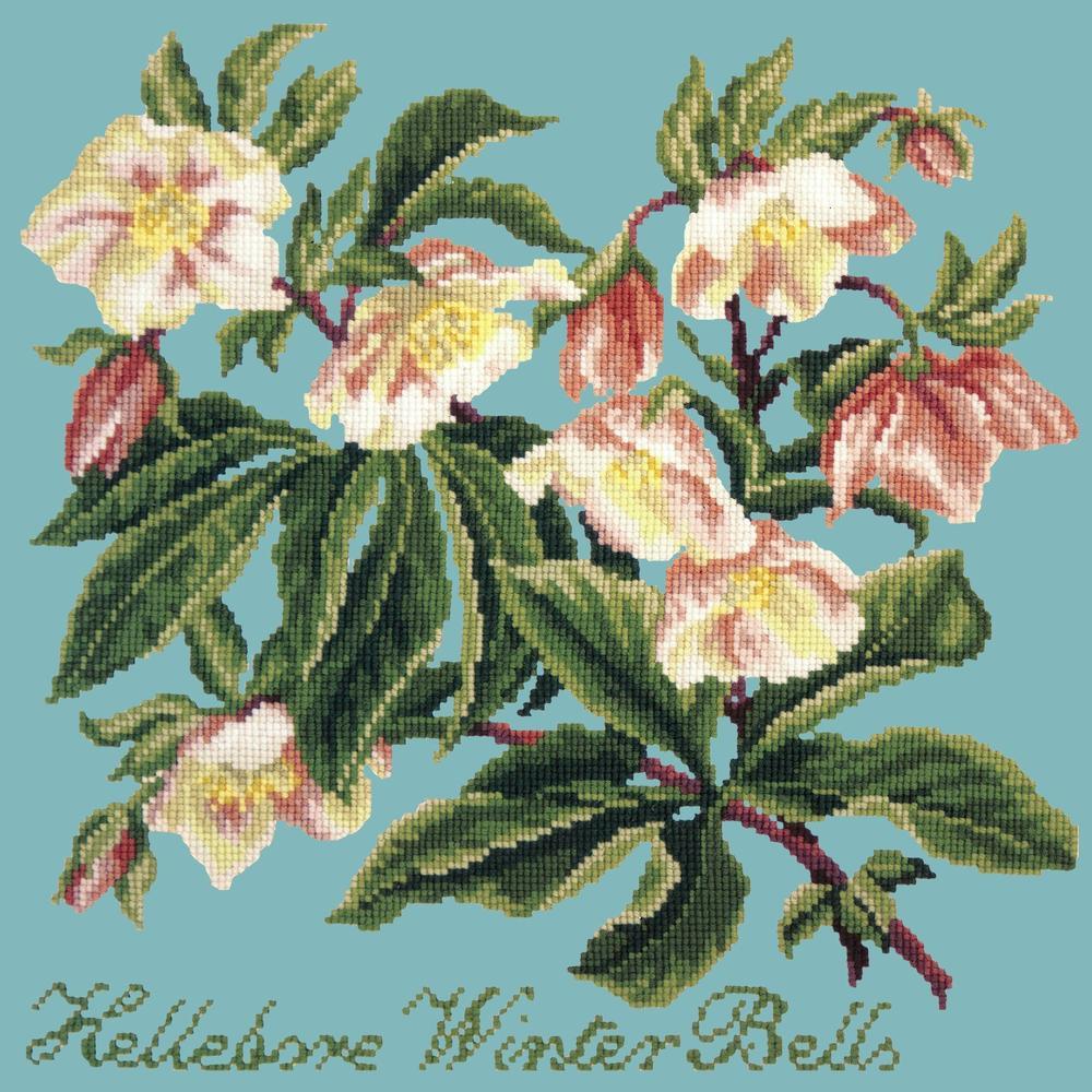 Hellebore Winter Bells Needlepoint Kit Kits Elizabeth Bradley Design Duck Egg Blue