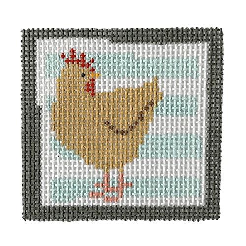 Hen - Blue Stripes Painted Canvas Pippin
