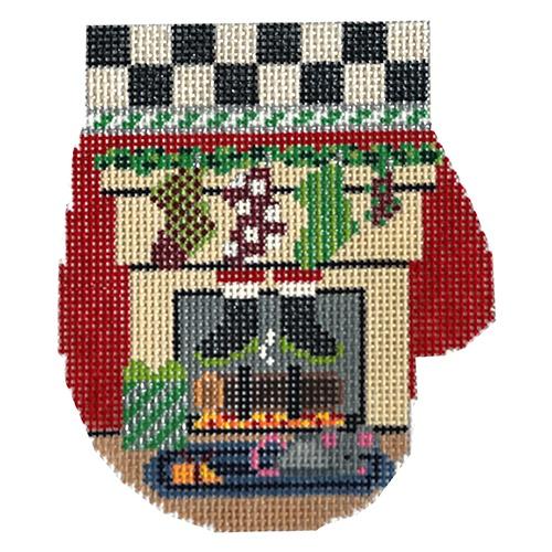 Here Comes Santa Mitten Painted Canvas The Meredith Collection - 1
