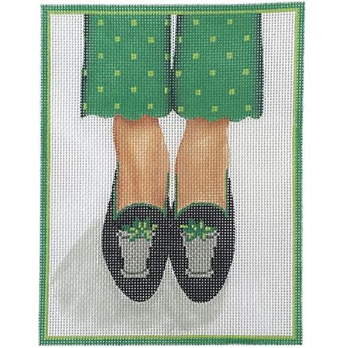 Here's Looking at Shoe Stubbs & Wootton Mint Julep Slippers Painted Canvas Kate Dickerson Needlepoint Collections - 1