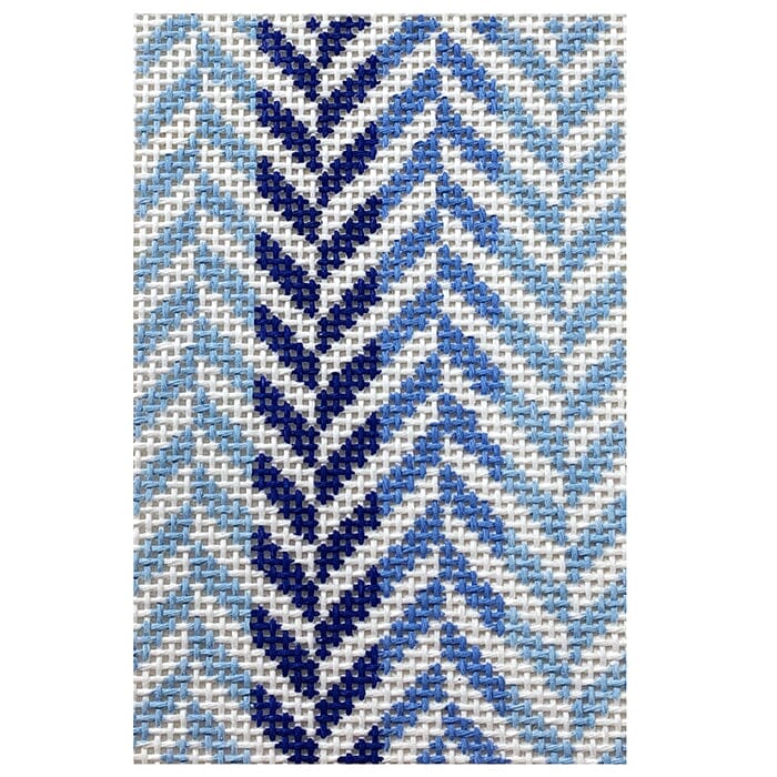 Herringbone Passport Insert Blue Painted Canvas Initial K Studio - 1