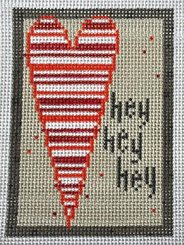 hey hey hey Heart Painted Canvas Pippin