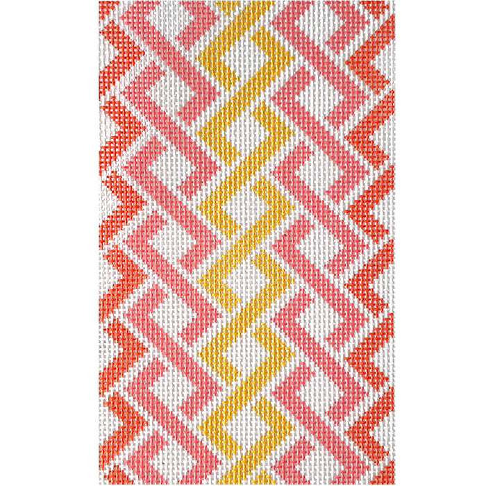 Hicks Braid Sunglasses Case in Pink & Orange Printed Canvas Jeni Sandberg Needlepoint - 1