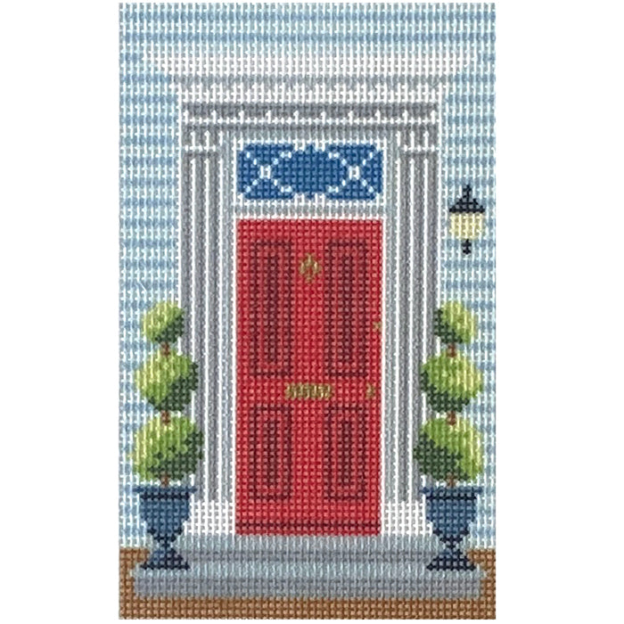 Historic Red Door Printed Canvas Needlepoint To Go