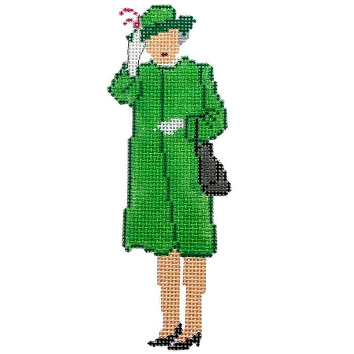HM Elizabeth Waves Green Painted Canvas All About Stitching/The Collection Design