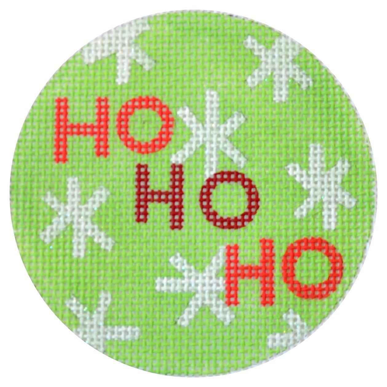 Ho Ho Ho Christmas Circle Green Painted Canvas Kirk & Bradley - 1