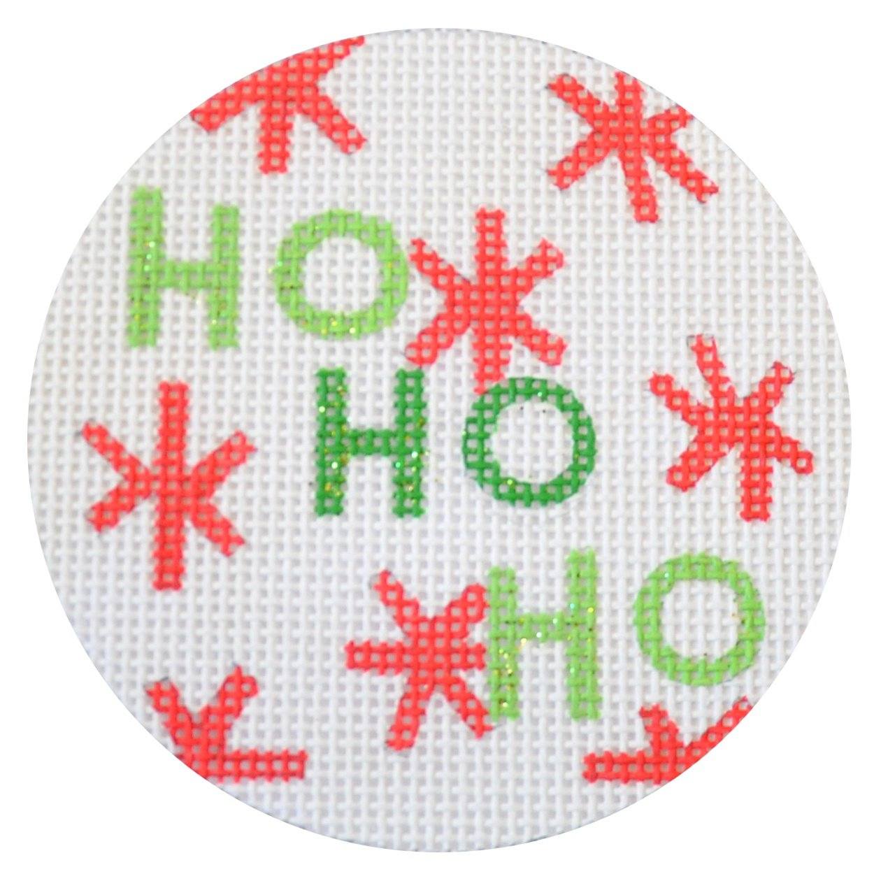 Ho Ho Ho Christmas Circle White Painted Canvas Kirk & Bradley - 1