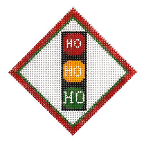 Ho Ho Ho Lights Ornament Painted Canvas Kimberly Ann Needlepoint