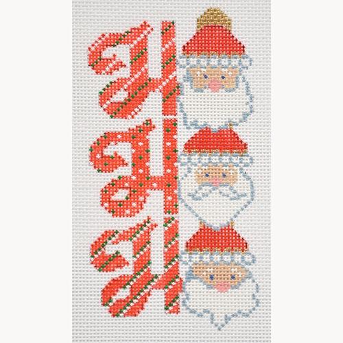 Ho Ho Ho Red Santas Vertical Painted Canvas Burnett & Bradley - 1