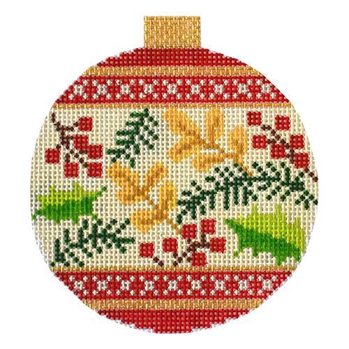 Holiday Baubles Red Berries Painted Canvas Kirk & Bradley - 1