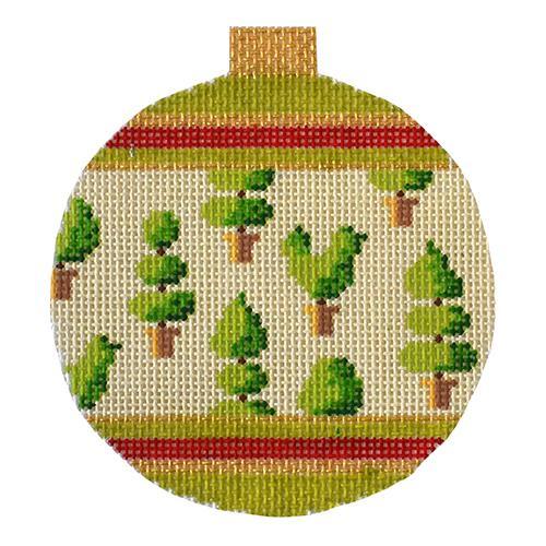 Holiday Baubles Topiaries Painted Canvas Kirk & Bradley - 1