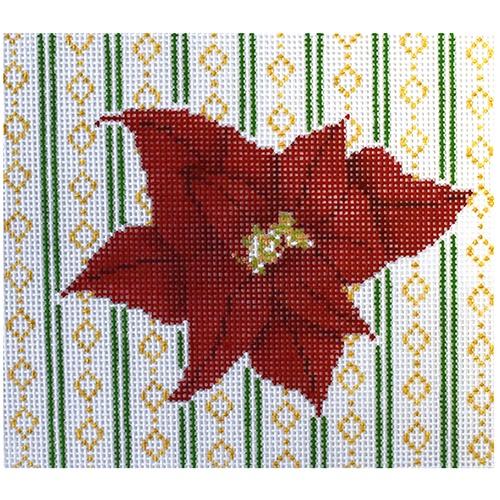 Holiday Florals Poinsettia & Stripes Painted Canvas The Plum Stitchery - 1