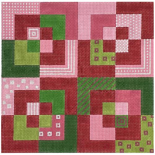 Holiday Geometric Puzzle on 13 mesh Painted Canvas Eye Candy Needleart - 1