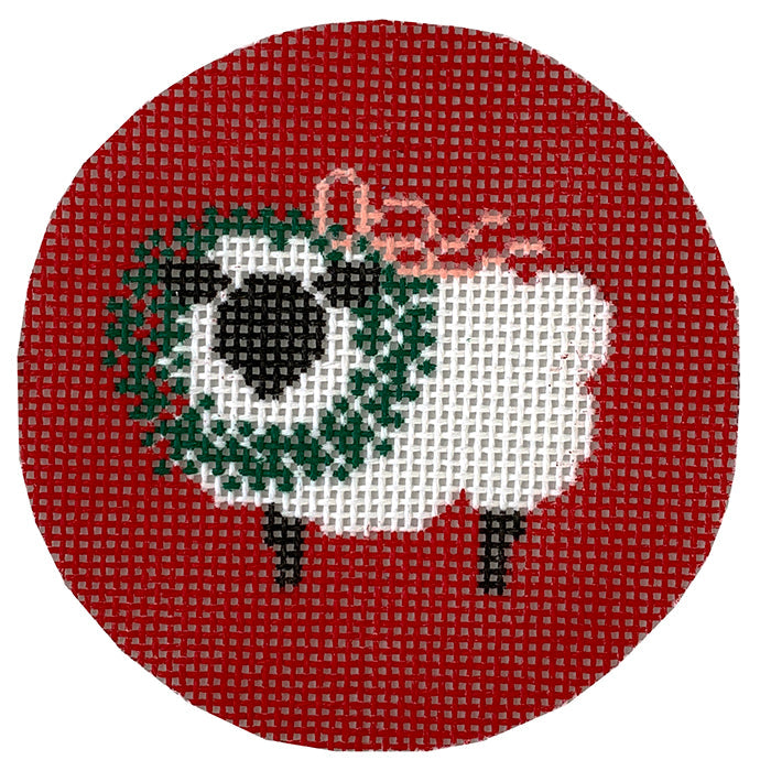 Lamb Christmas Ornament top Needlepoint