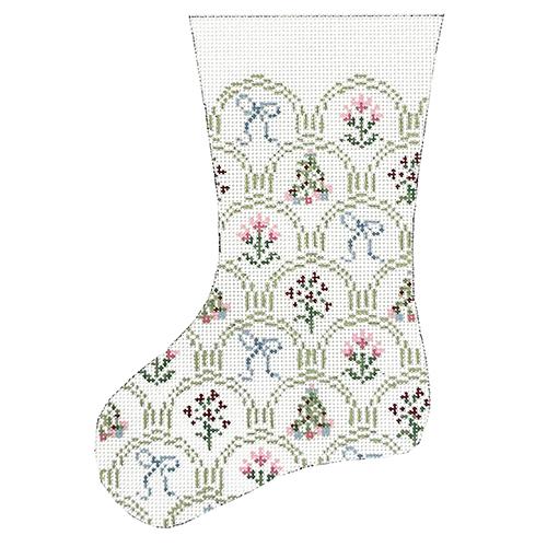 Holiday Scallop Mini Stocking Painted Canvas The Plum Stitchery - 1