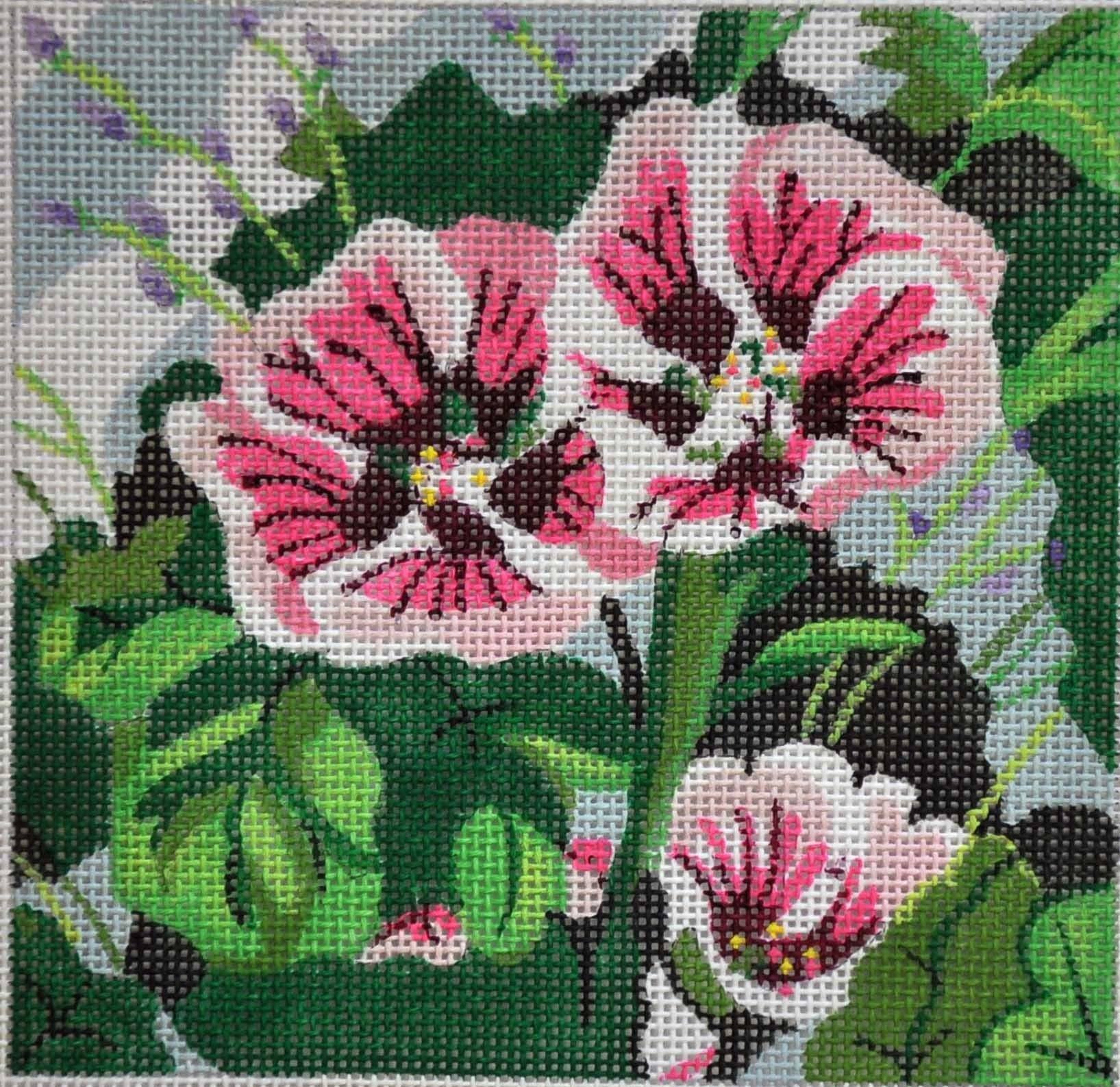 Holly Hock Painted Canvas Julie Mar Needlepoint Designs - 1
