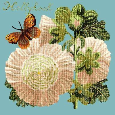 Hollyhock Needlepoint Kit Kits Elizabeth Bradley Design Duck Egg Blue