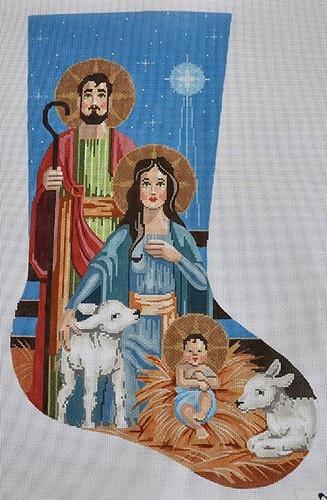 Holy Family Stocking Painted Canvas Labors of Love Needlepoint