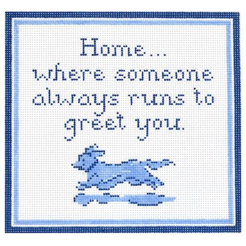 Home... Dachshund Painted Canvas The Plum Stitchery