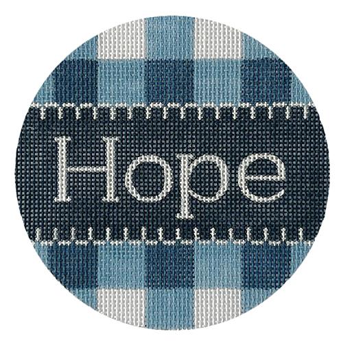 Hope Blue Gingham Round Painted Canvas Alice Peterson Company