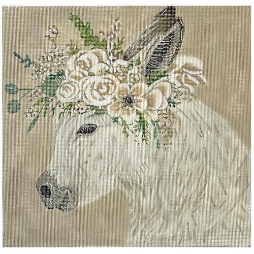 Hope the Donkey with Floral Crown Painted Canvas Painted Pony Designs - 1