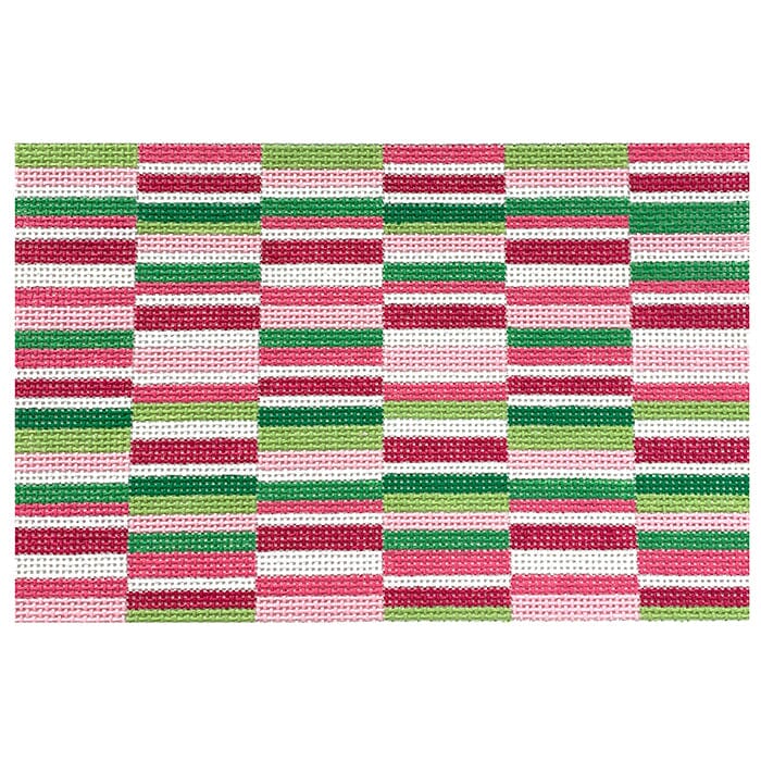 Horizontal Pinks Greens Stripe Clutch Painted Canvas Kristine Kingston - 1
