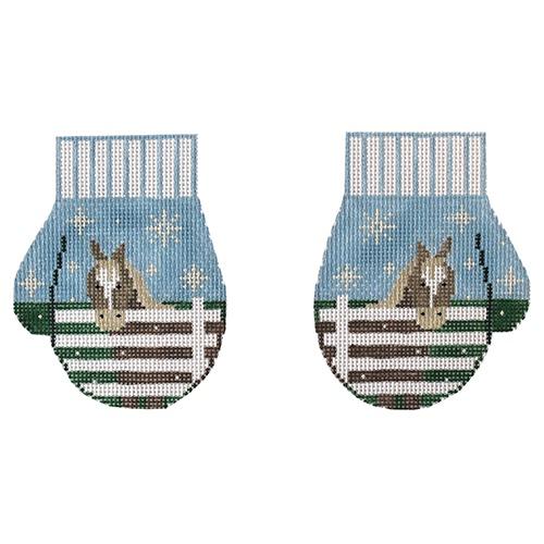 Horse Mittens Painted Canvas Kathy Schenkel Designs - 1